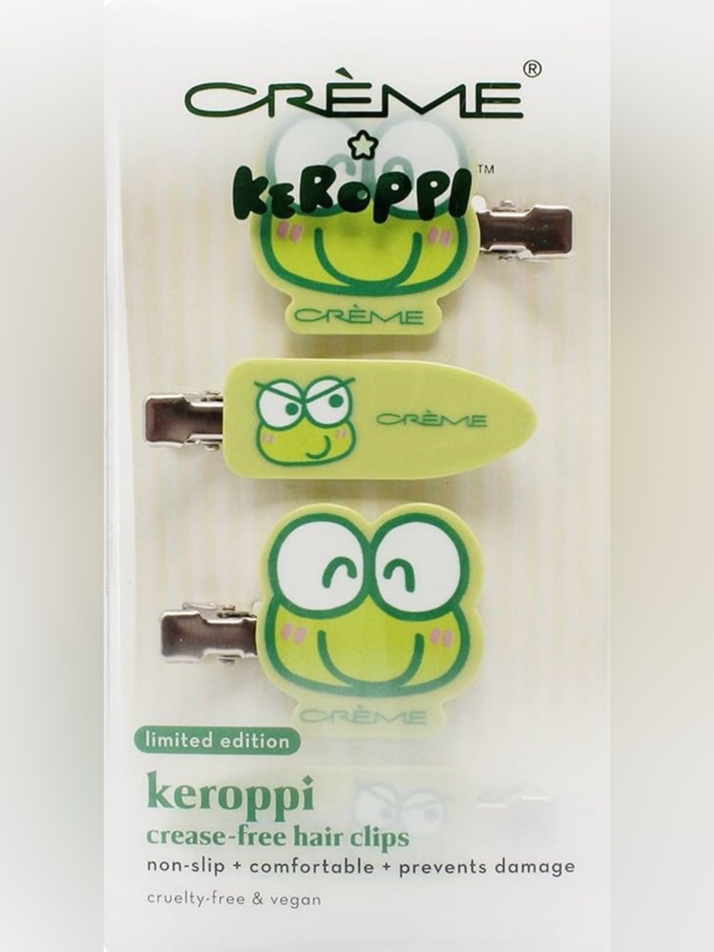 The Crème ShopxKeroppi Hair Clips 4pk- Comfortable, Damage-Free, Creaseless NWT - Picture 4 of 5
